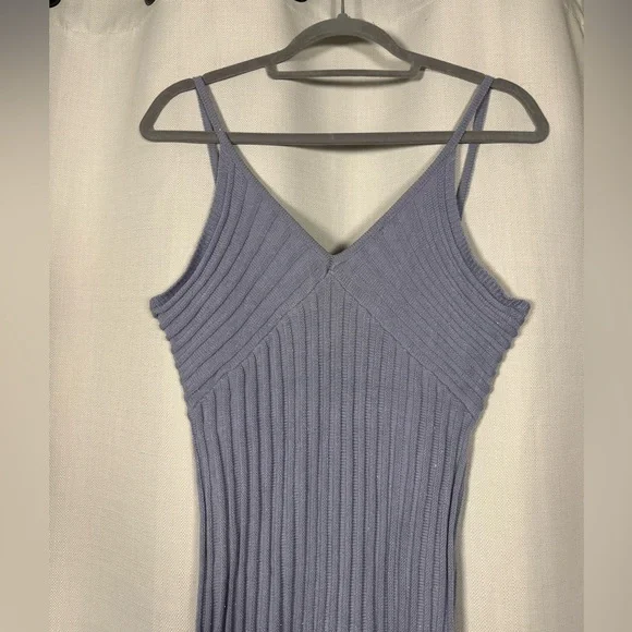 Indikah by Angel Biba Rani Ribbed Midi Dress in Sparkly Blue Size Medium - Picture 7 of 13